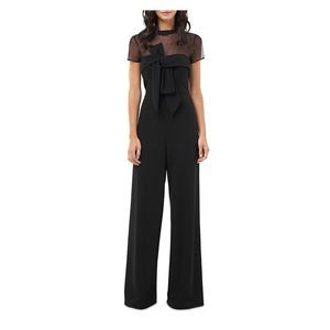 JS COLLECTION Womens Black Short Sleeve Evening Wide Leg Jumpsuit 6
